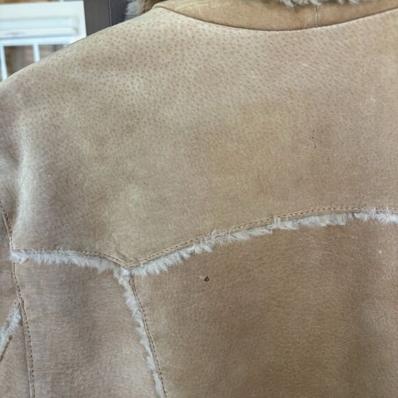 Barn Coat Women M Leather Suede & Fleece Shearling Lined Boho Vntg St Johns Bay - Picture 15 of 15